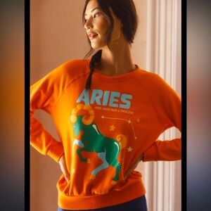 Midnight Rider Aries Zodiac Sweatshirt | Size Small | Anthropologie NWT (flawed)